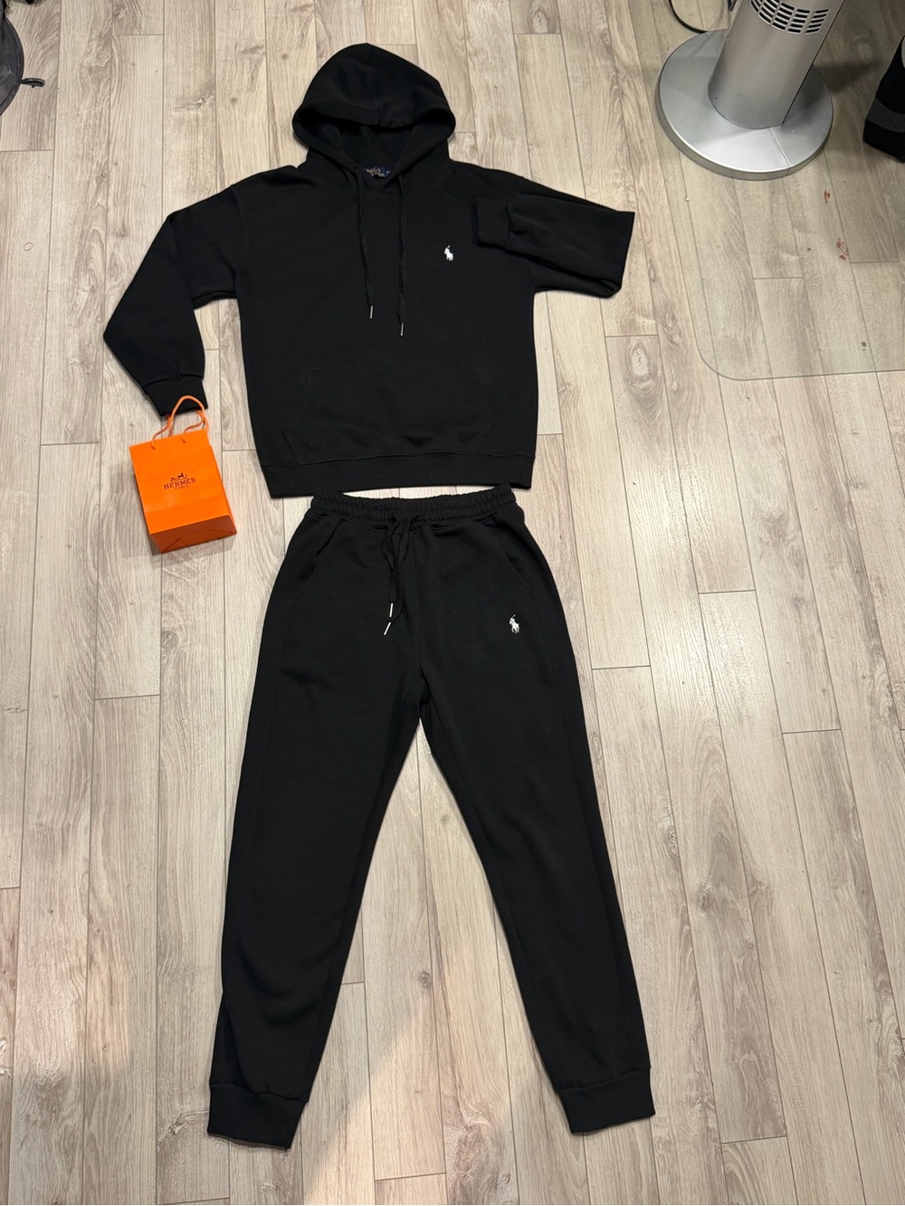 Polo by Ralph Lauren Black Jogger Sweatpants with White Pony Embroidery